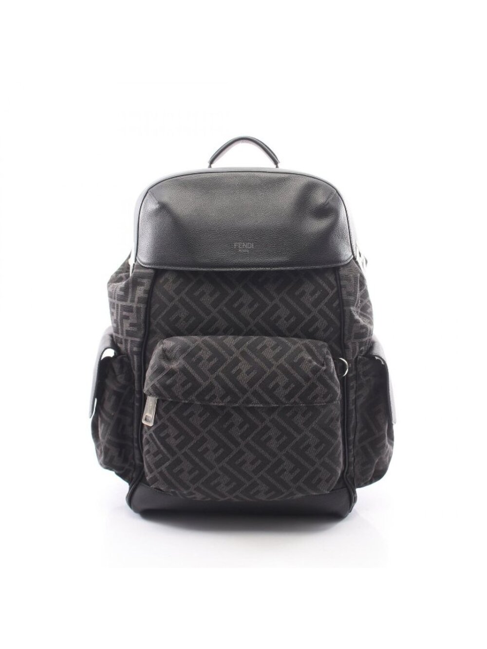 Fendi Backpack FF Jacquard Drive Zucca Dark Brown Black Canvas Leather